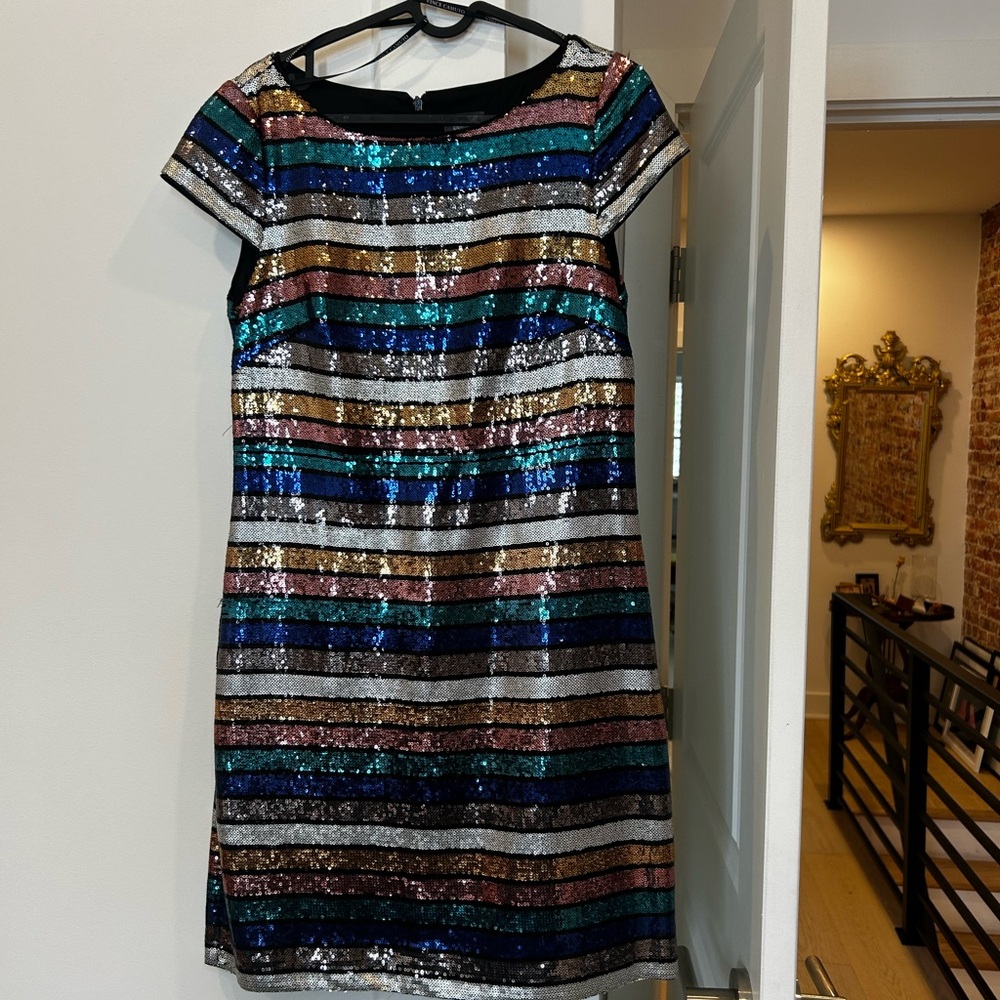 Vince Camuto Sequin Striped Dress - Multicolor